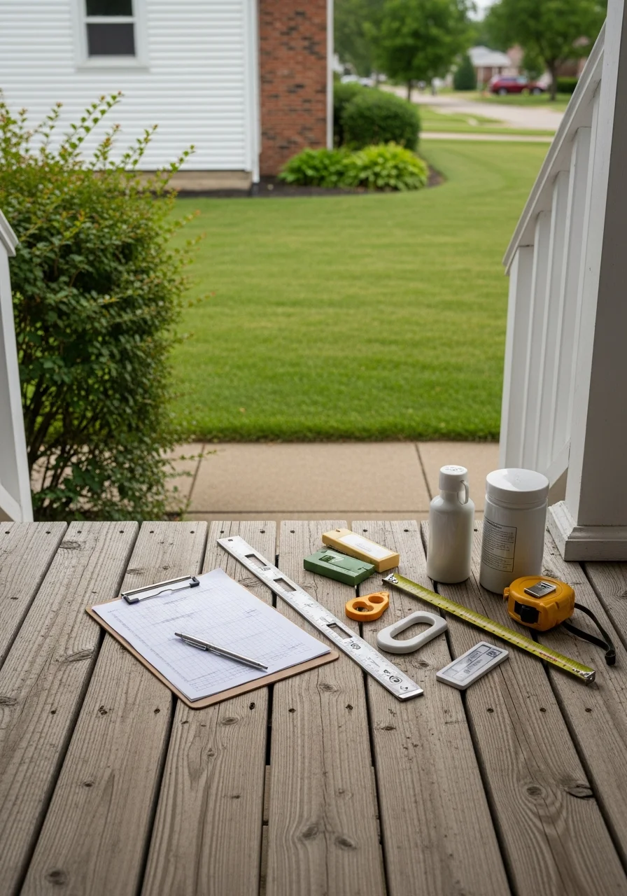 Service professional conducting property inspection at a Mitchell home.
